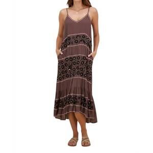 NEW RUBYYAYA spaghetti straps charlotte midi dress in chocolate